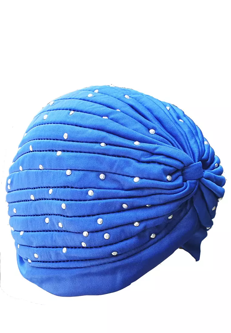 Beaded Turban Royal Blue