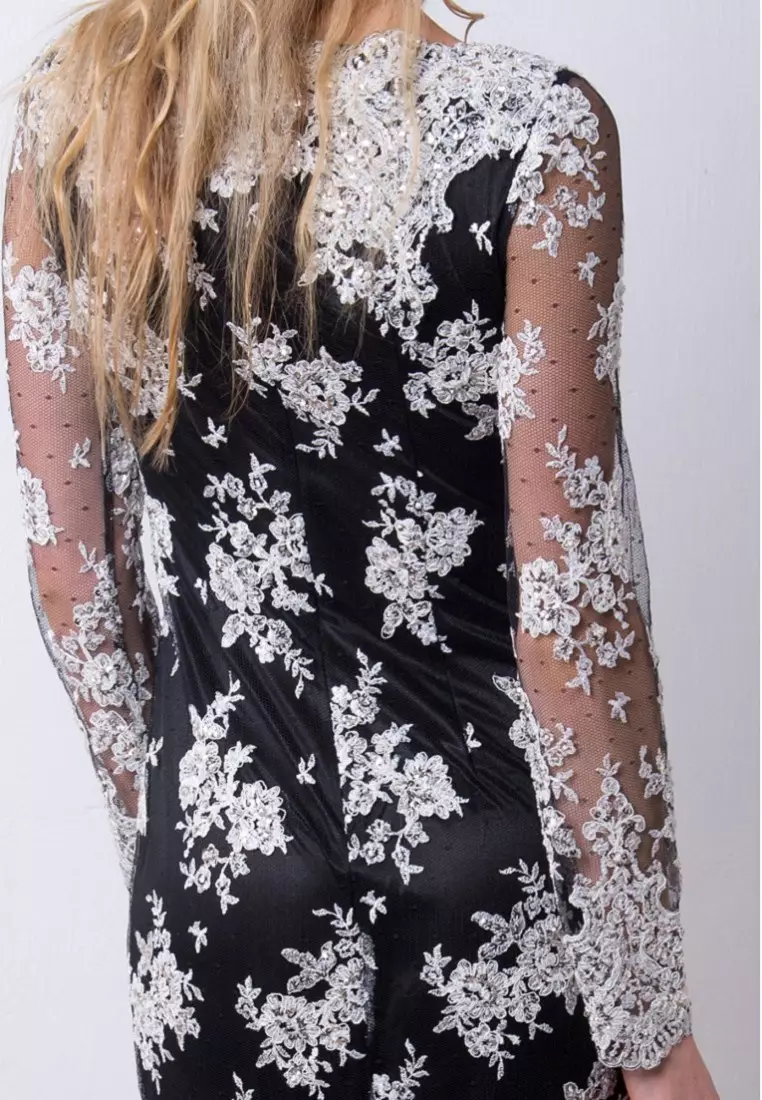 slim fit dress slacks Styled For Life Floral Lace Mini Dress (White) main image 0
