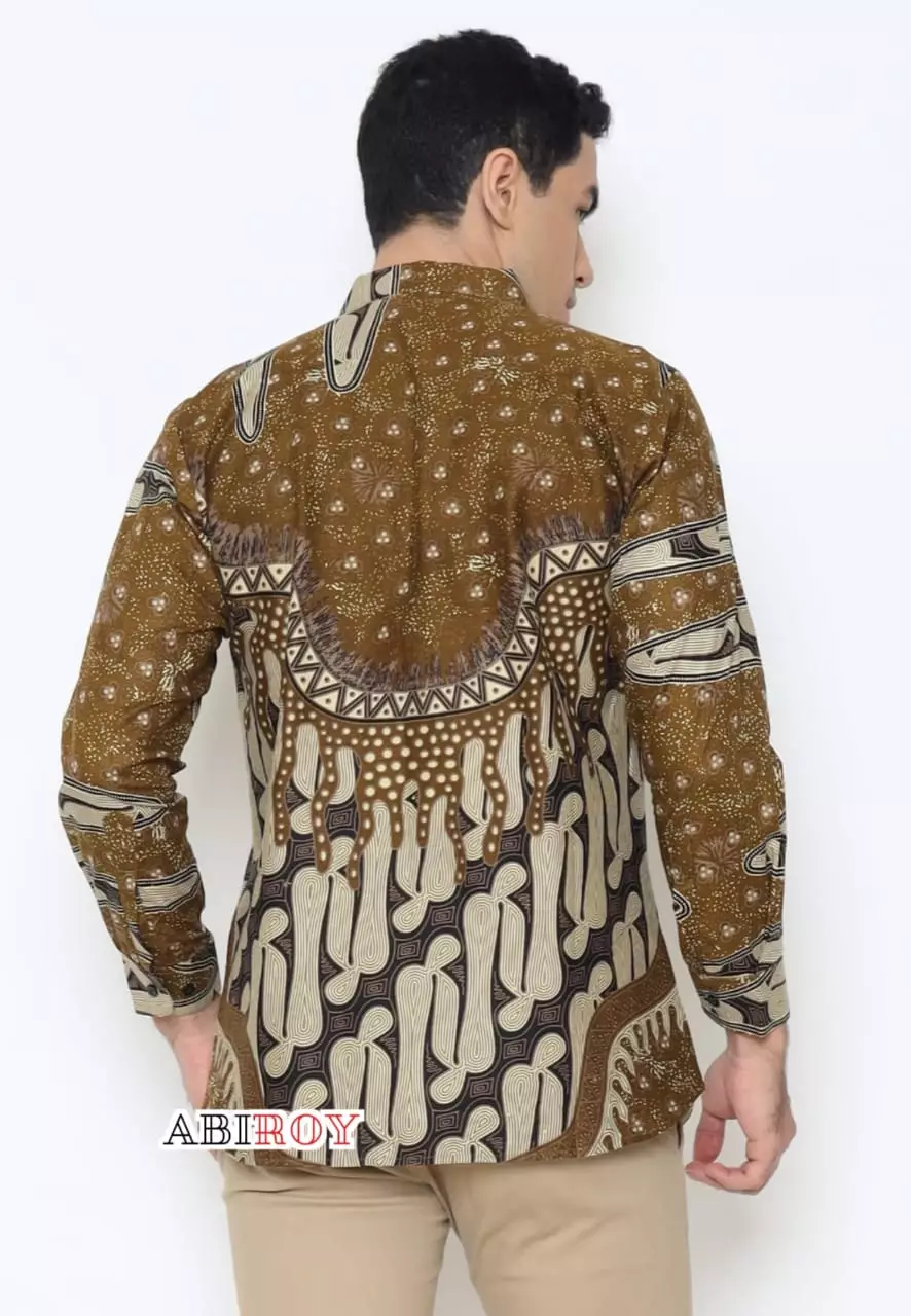 Kemeja Batik Pria Premium Slimfit Elegant Modern Lengan Panjang Mangkualam Coklat