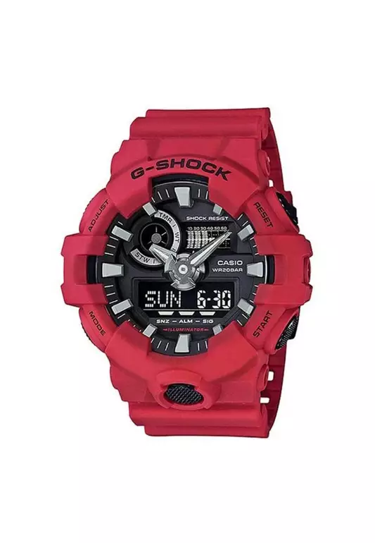 Casio G-Shock Digital-Analogue Red Resin Strap Unisex Watch GA-700-4ADR-P