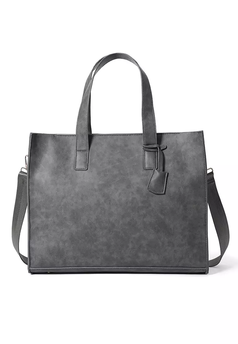 Mens black discount leather tote bag