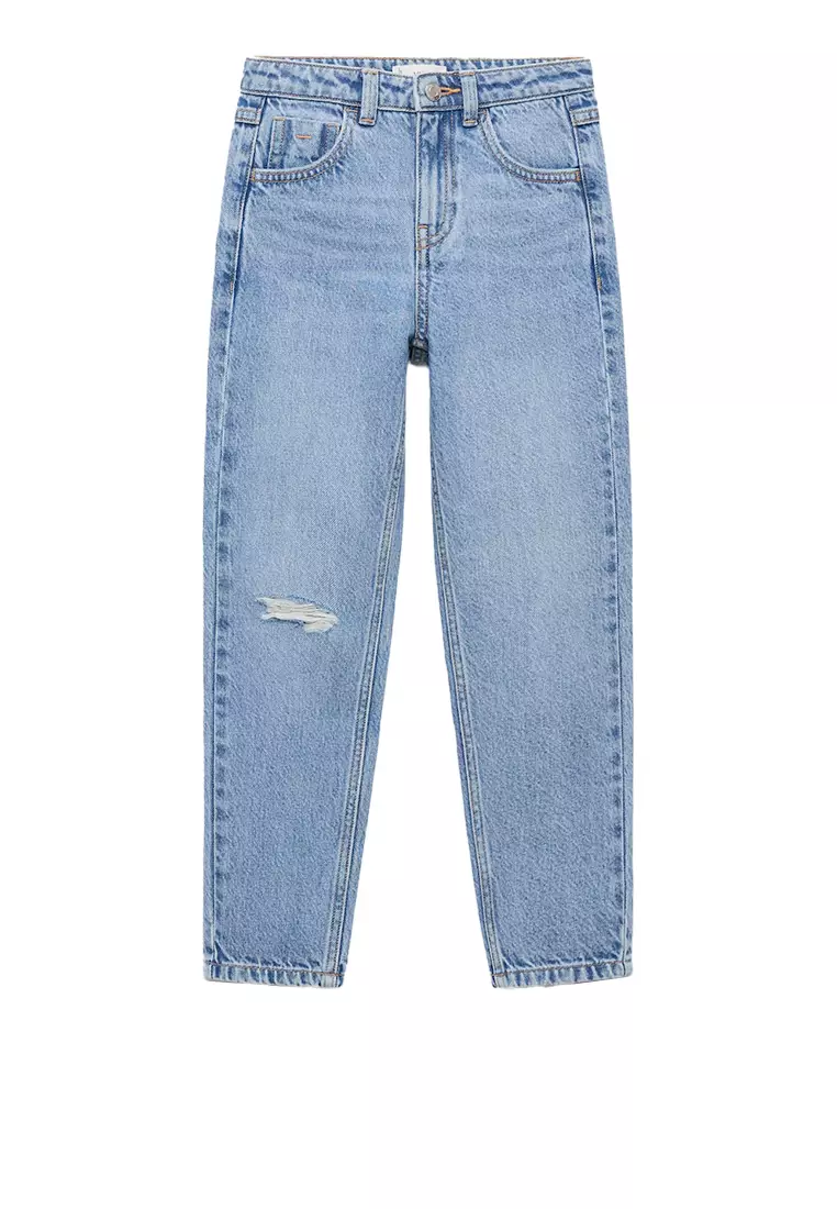 Buy MANGO KIDS Mom Fit Decorative Rips Jeans 2025 Online ZALORA