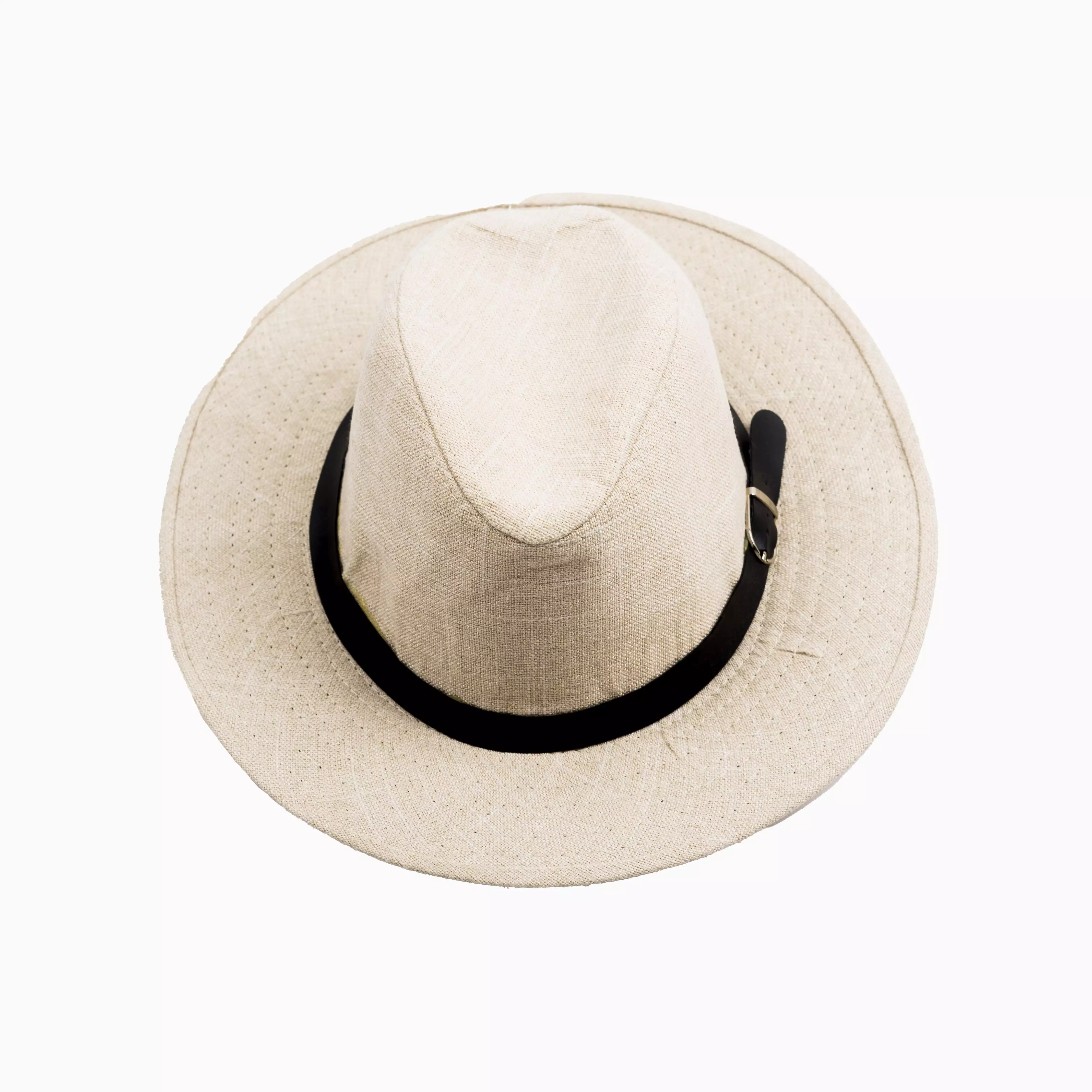 Houseofcuf Topi Panama Hat Fedora Pantai Lebar Unisex Beige List Hitam