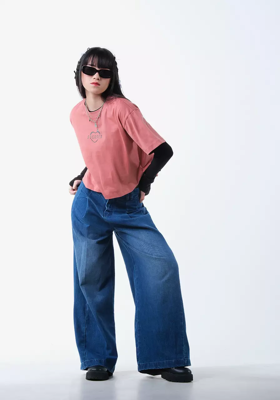 Kaos Wanita Crop Eloise Dusty Pink