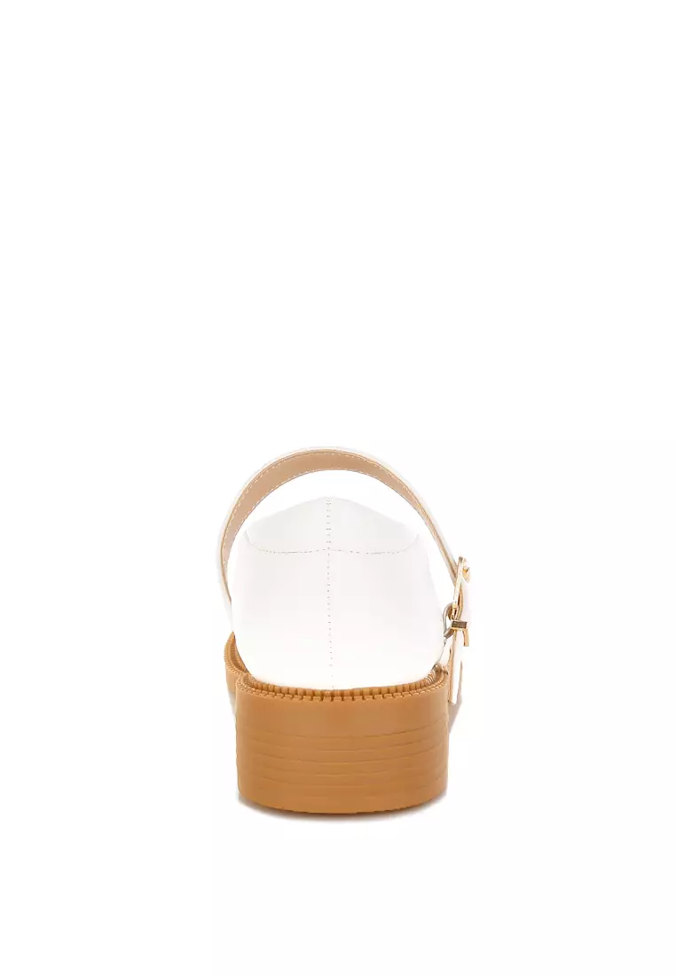 Faux Leather Mary Jane Shoes in White