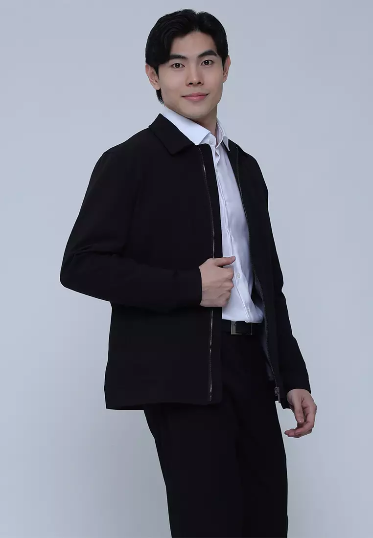 Solid Basic Nylon Collar Jacket