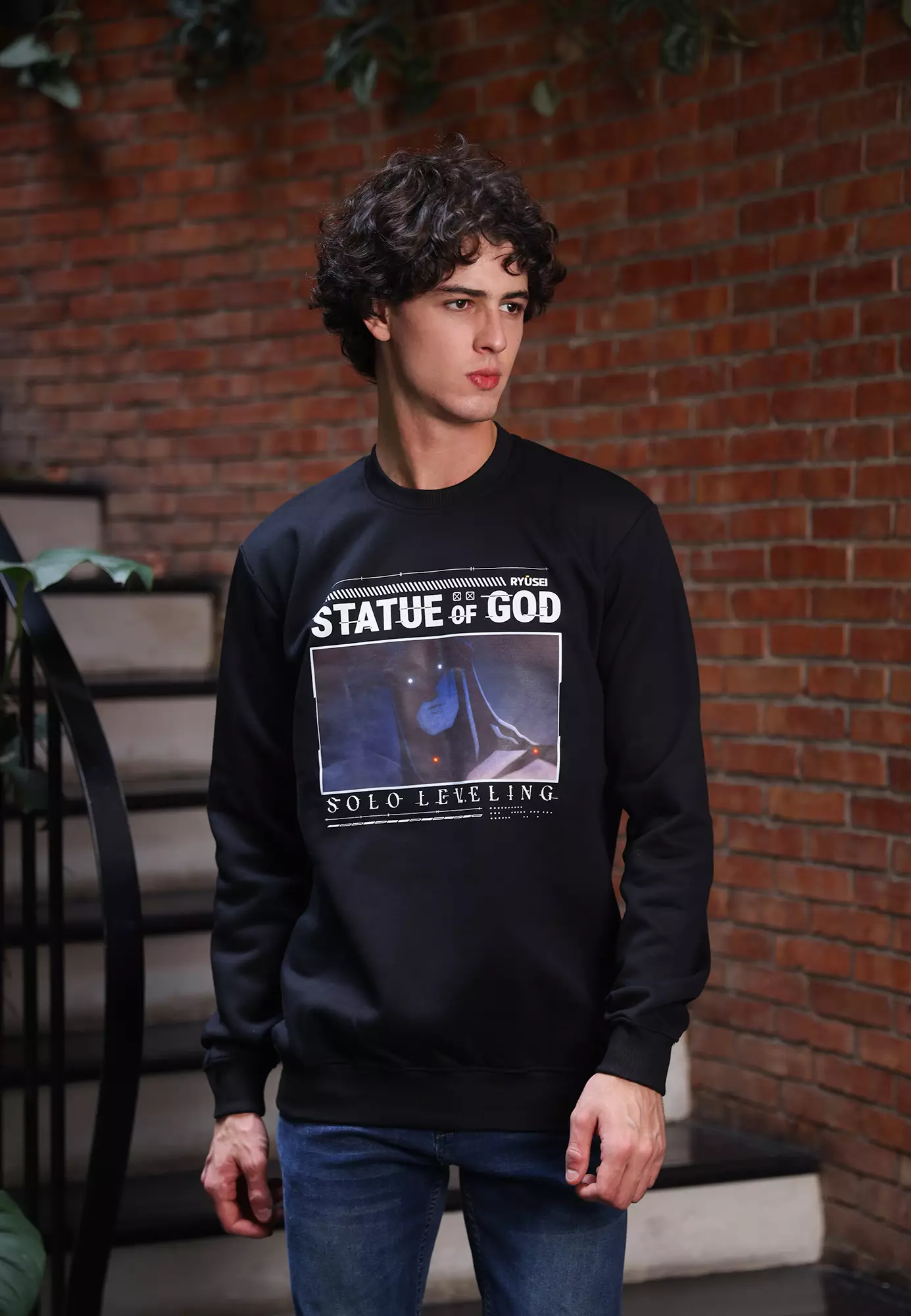 Ryusei x Solo Leveling | Sweater Statue of God Black