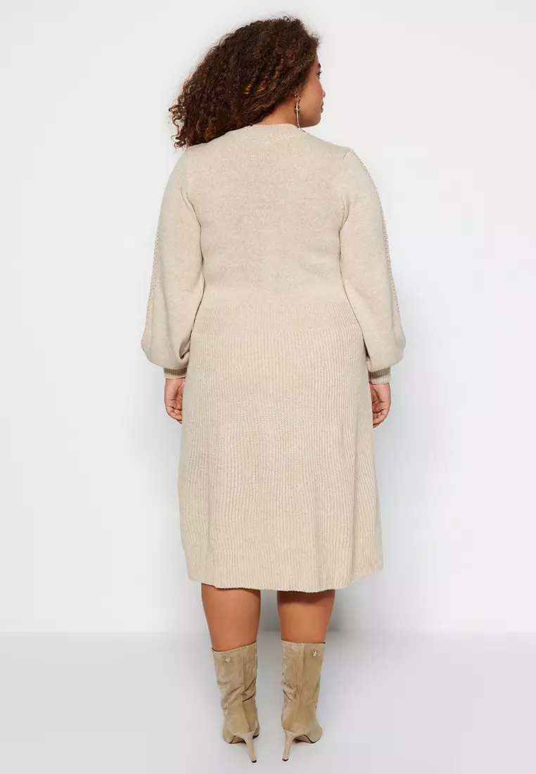 Plus Size Lace Knitted Sweater Dress