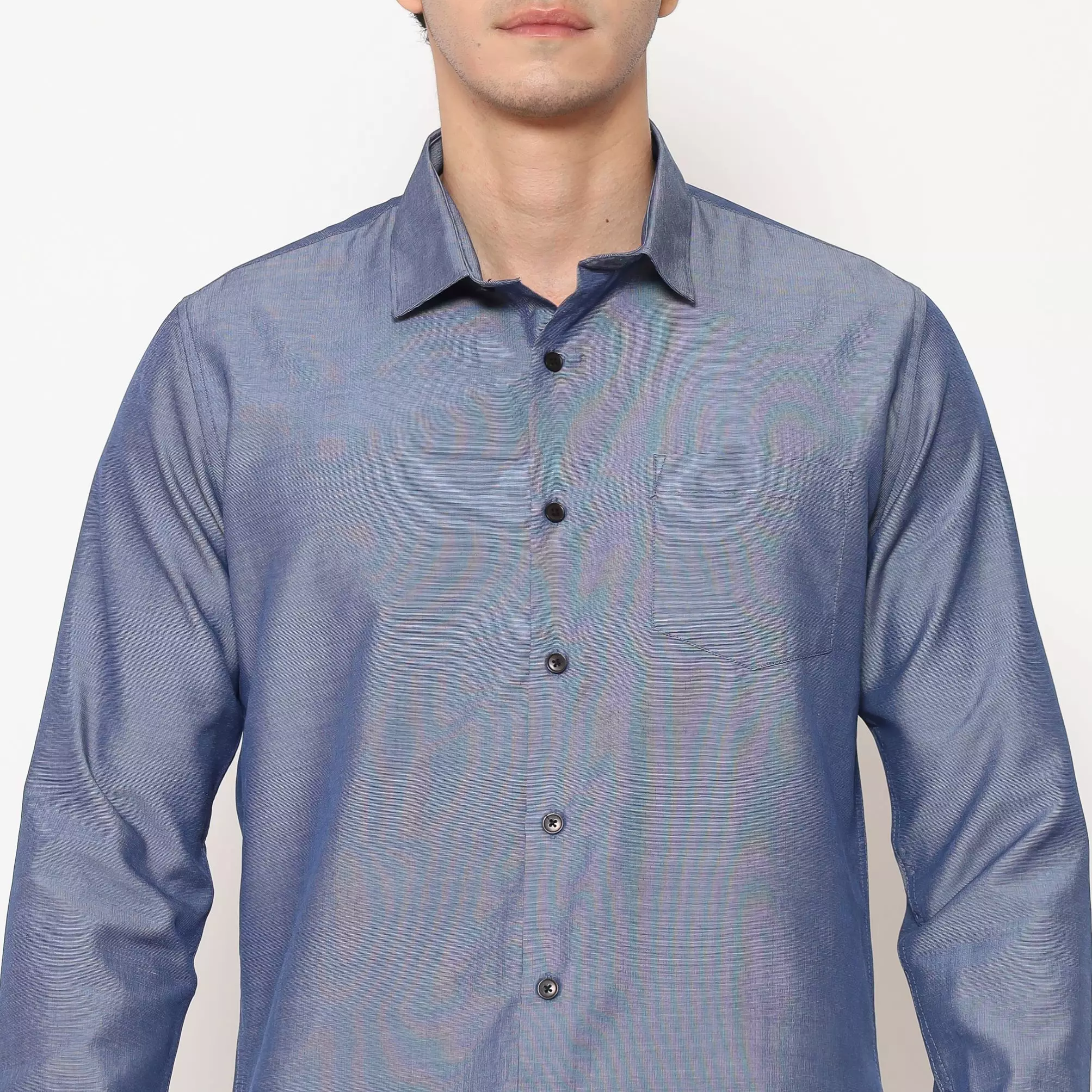 MAGINOT Kemeja Pria Basic Polos Panjang DENIM BLUE
