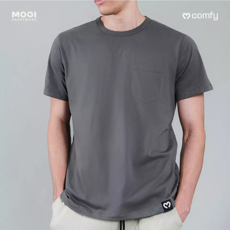 Mooi Kaos Dewasa Pocket Unisex Comfy T-Shirt Pocket Adult - Beige