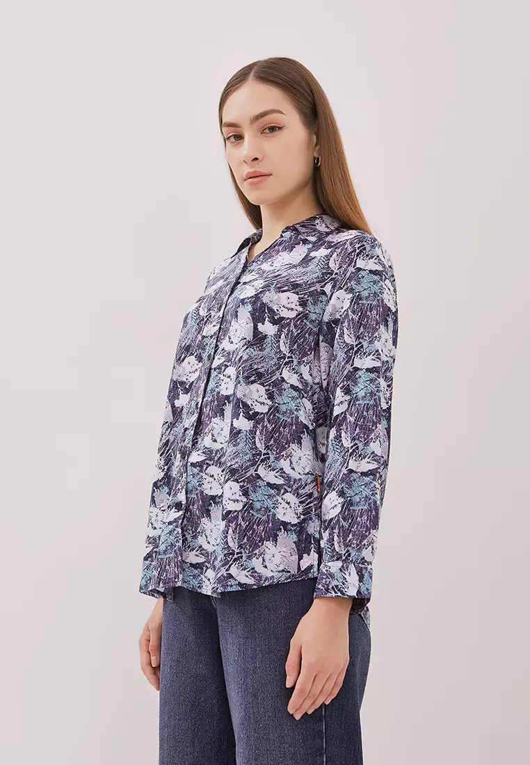 DUST Kemeja Derena Abstrak Biru ECOVERO™ Comfease (D.116496)