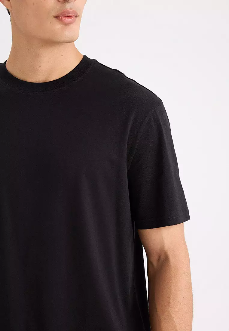 New Regular Fit Crew Neck Basic Plain Short Sleeve T-Shirt