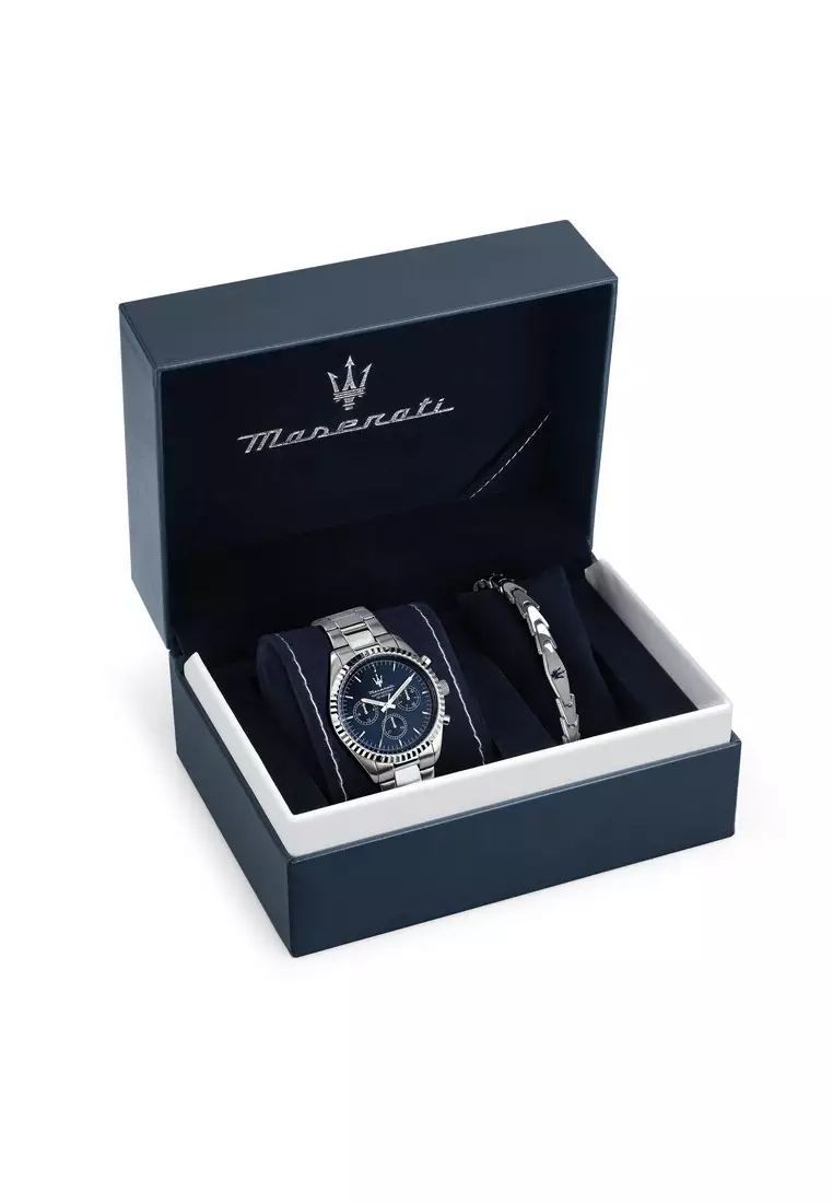 【2 Years Warranty】Maserati Competizione 43mm Men's Quartz Watch + Bracelet R8853100047