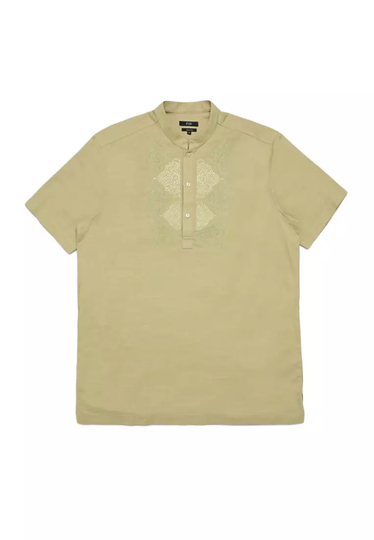 JOBB Ashraf Baju Koko Pria Lengan Pendek Regular Fit Light Olive