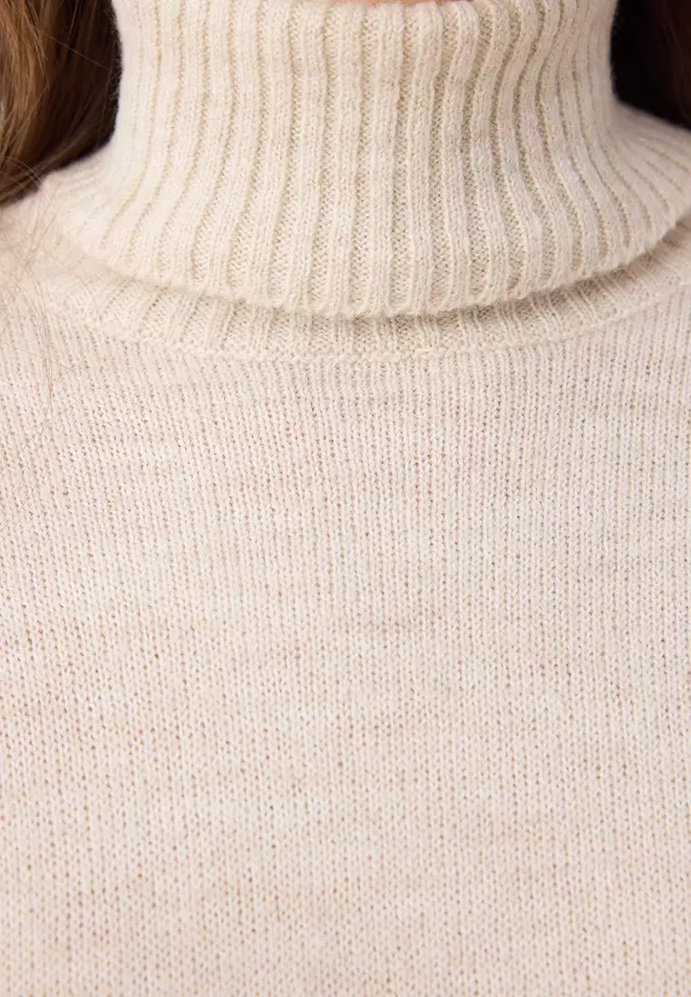 Stone Maxi Wide Mold Soft Texture Plain Knitwear Dress