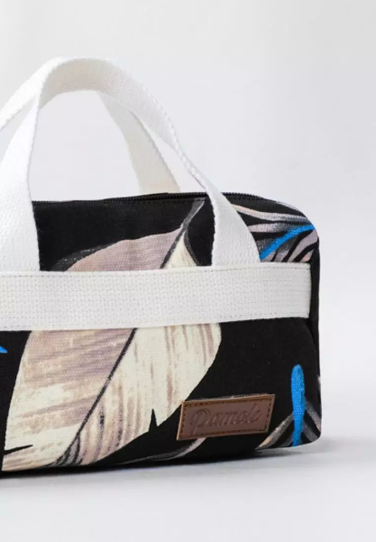 Pamole Pouch Kosmetik Bahan Kanvas Penutup Resleting - PMU Trop Hitam