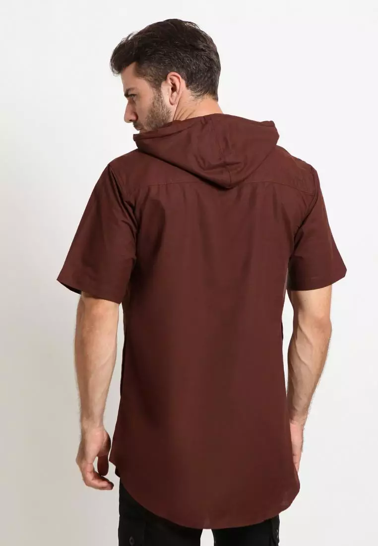 Zayidan Baju Koko Gamis Muslim Pria - Dzaki Hoodie Cokelat