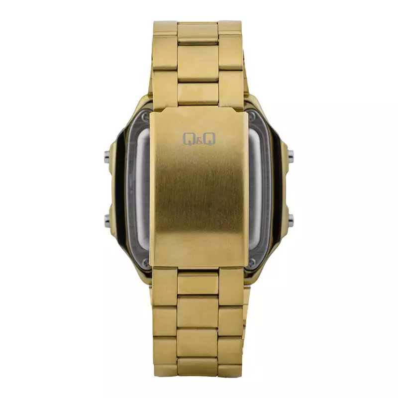 Jam Tangan Pria Q&Q Fashion M196J007Y Men Digital Dial Gold Stainless Steel Strap [No Box]