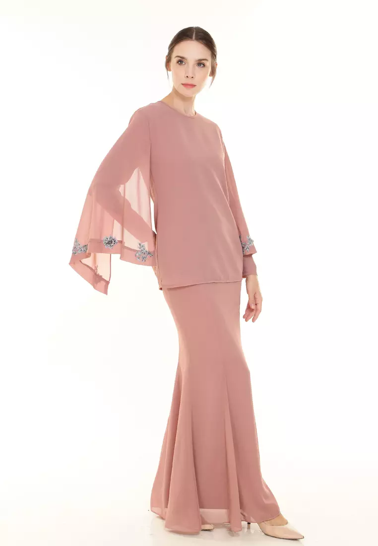 Melody Kurung Modern in Dusty Pink