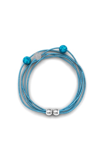 Her Jewellery Leather Bracelet (Blue) - Made with premium grade crystals from Austria HE210AC45FVASG_1