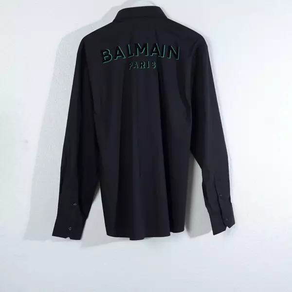 Kemeja BALMAIN TEXT BLACK GREEN BACK BLACK LONG SHIRT 100% ORIGINAL