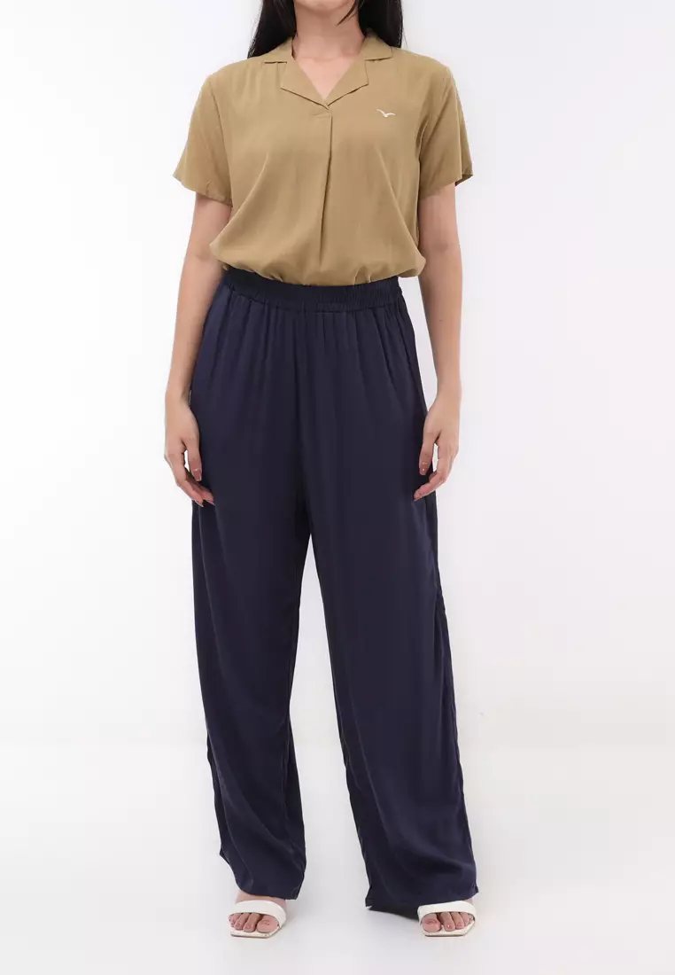 Woven Plain S.Twill Wide Leg Pants