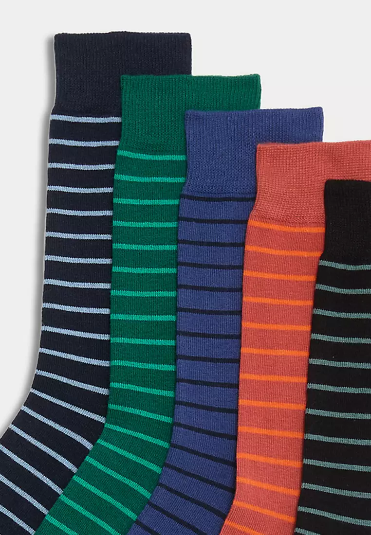 5pk Cool & Fresh™ Striped Cotton Rich Socks