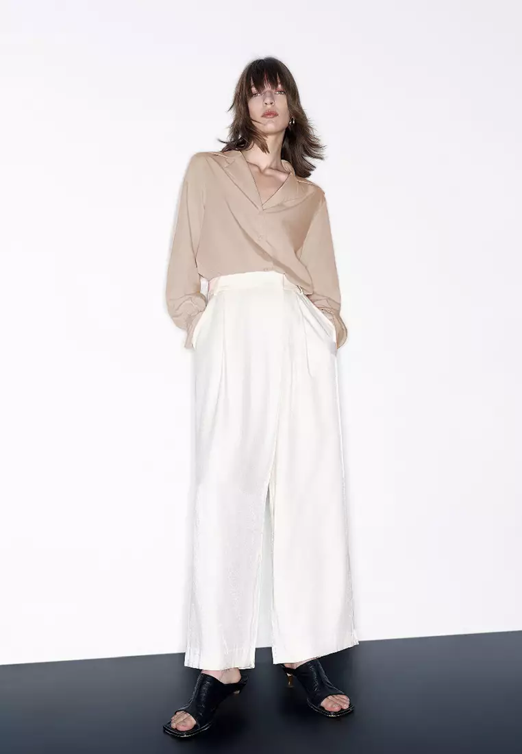 女装法式小众气质通勤落肩长袖开襟衬衫