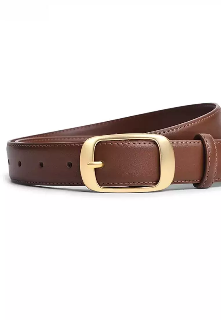 Metal Pin Gold Color Buckle Leather Belt JW CY-158