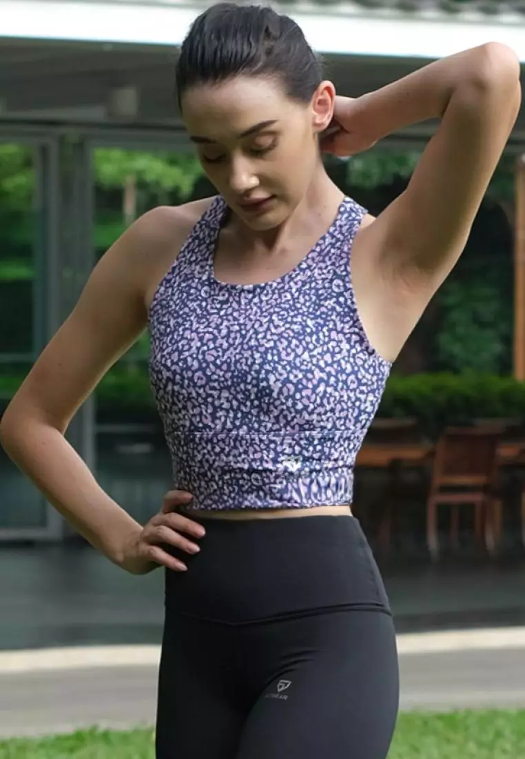 Fitwear - SportBra Croptop Olahraga Wanita MILLEY [LONG PLAIN] - PURPLE DOTS