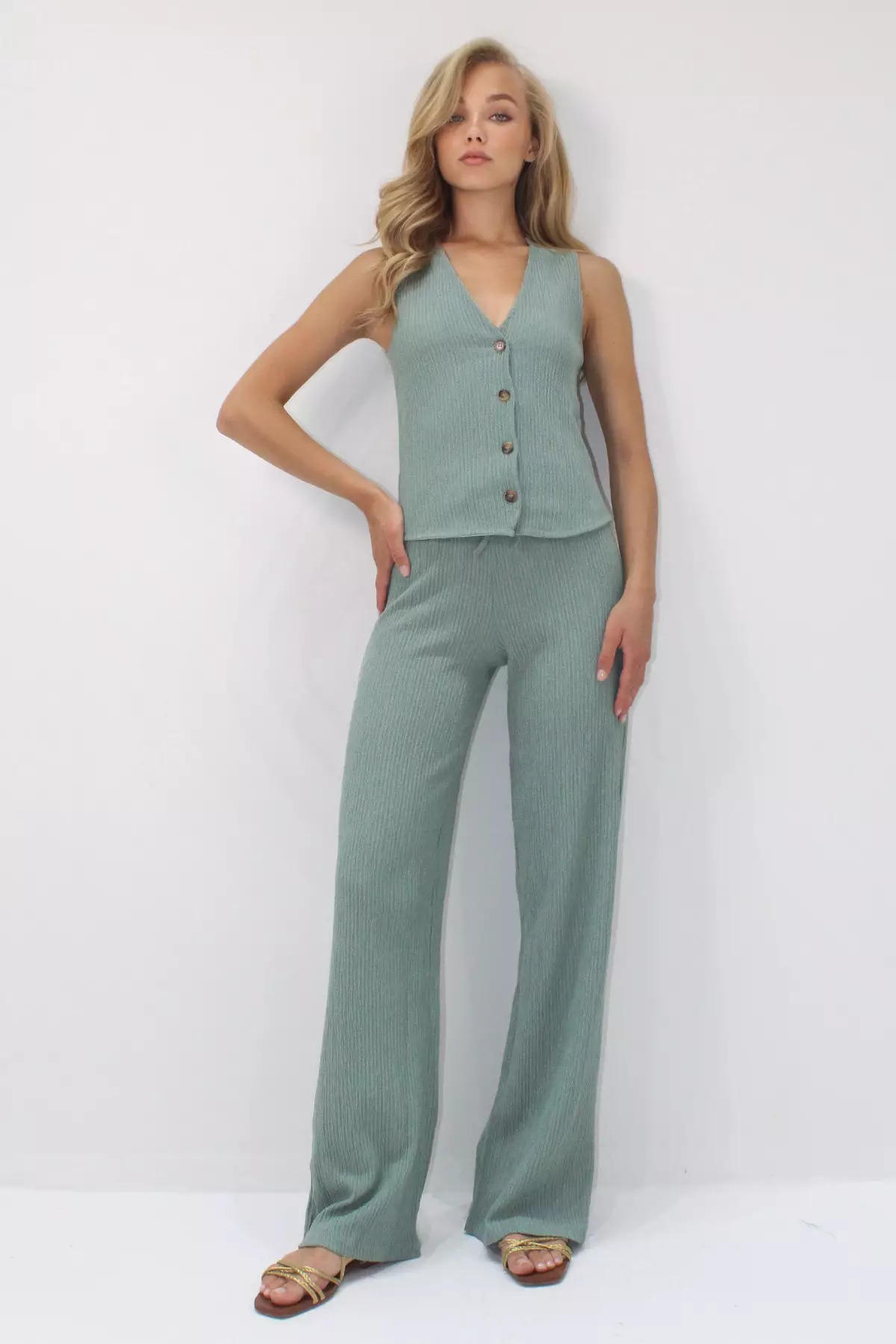 Buttoned Vest & Pants Set