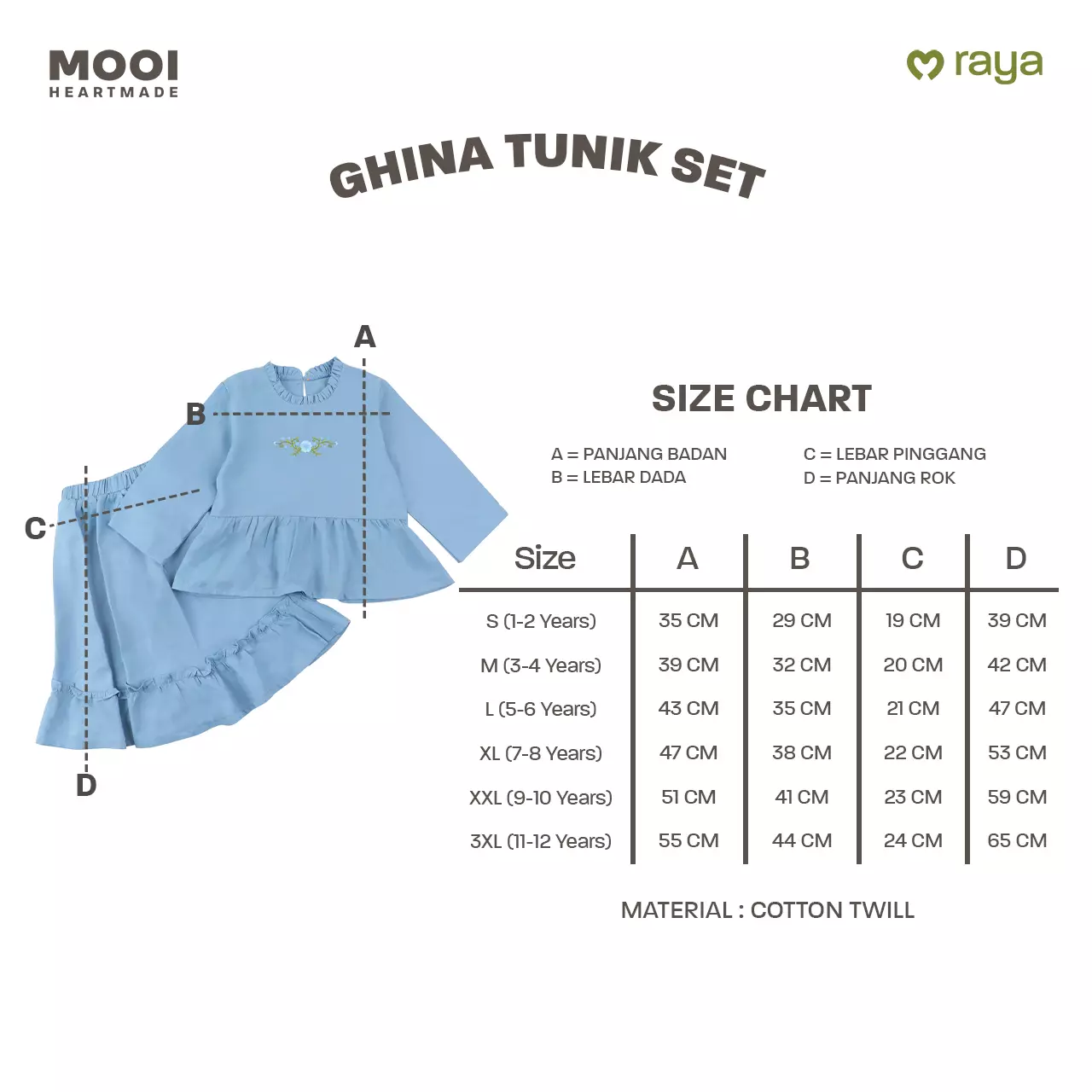 Mooi Setelan Anak Perempuan Raya Collection Ghina Tunik Set - Camel Brown