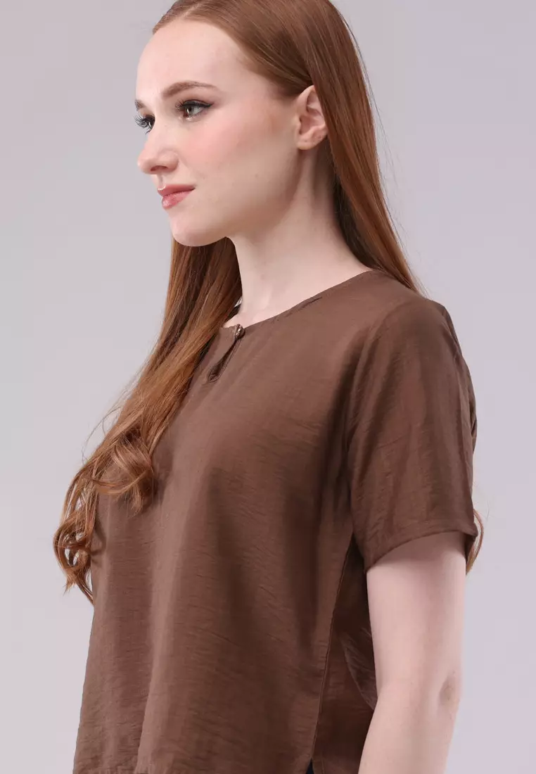 Slub Linen Woven Short Sleeves Blouse