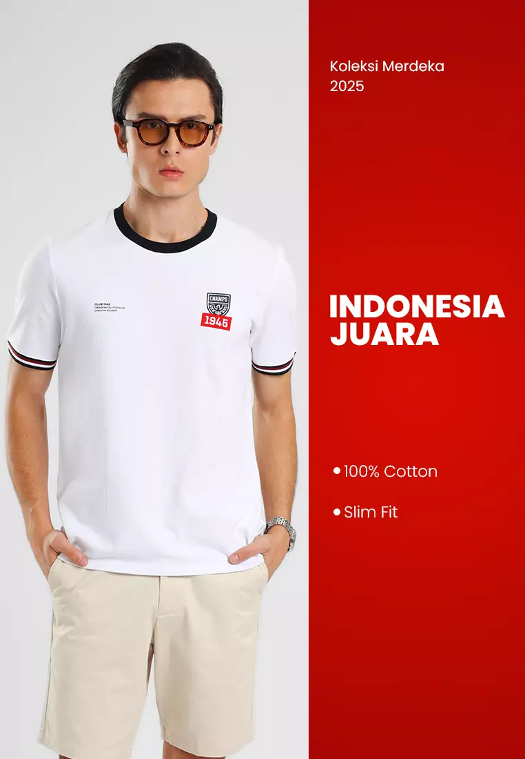 Manzone - Kaos Lengan Pendek Pria Id Wiratama Slim Fit - White Colour White