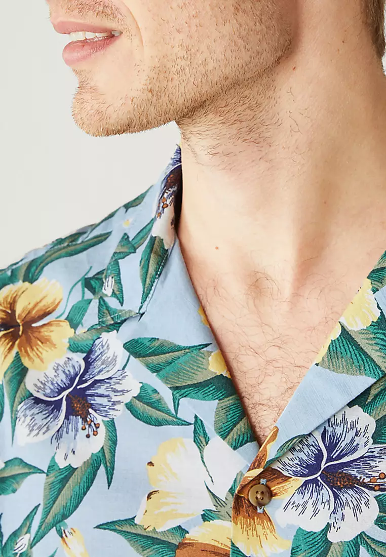 Pure Cotton Floral Revere Shirt