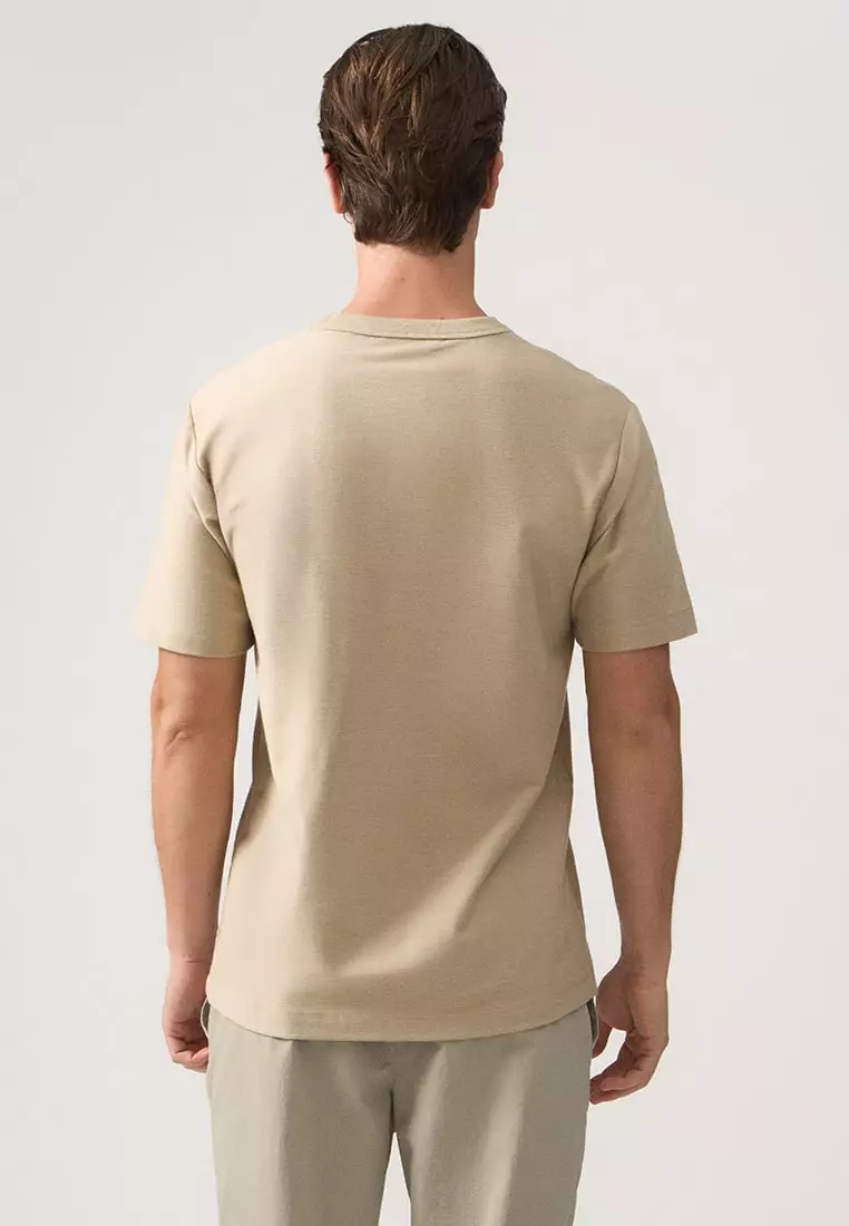 Regular Fit T-Shirt With Neck Binding Finish In Fine Ottoman