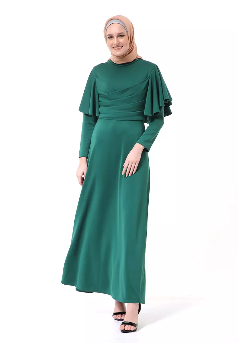 Zeta Dress Fashion Muslimah Wanita Long Sleeve Style Basic Relaxed Fit - Hijau Natal