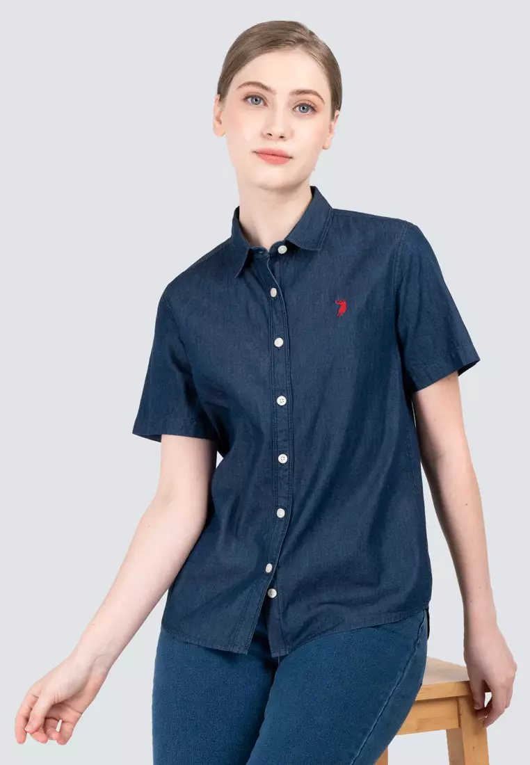 Polo Haus - Women’s Signature Fit Denim Short Sleeve Shirt WWSSV004