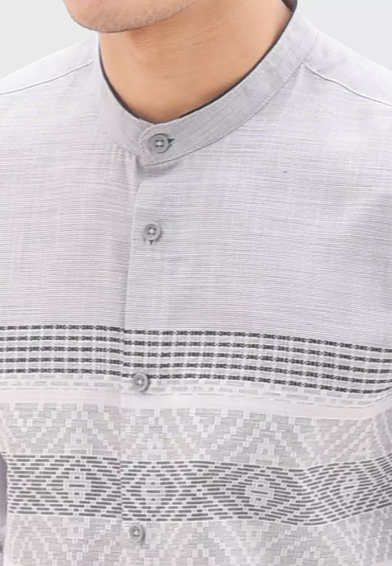 MOC Kemeja Koko Lengan Panjang ROMAN - GREY