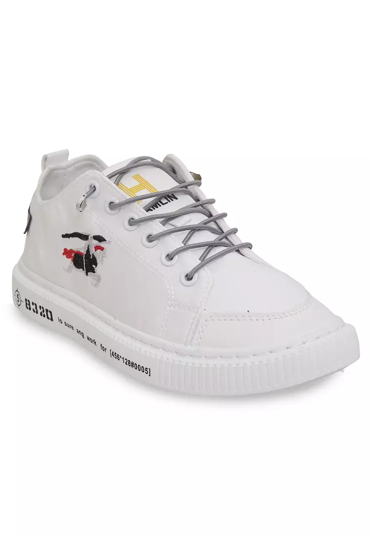 Anando Sepatu Sneakers Pria Motif Gambar Casual Shoes Stylish Design Material Leather ORIGINAL - White