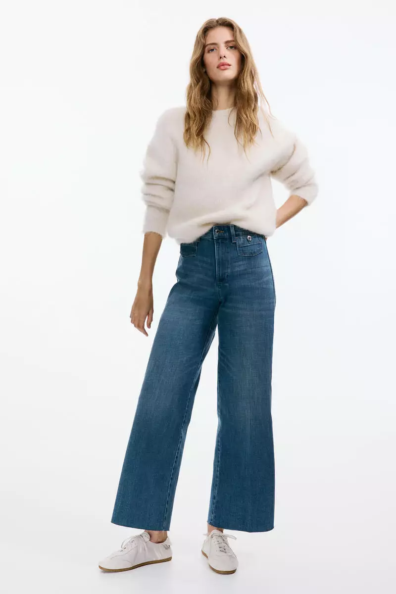 Wide High Waist Ankle Jeans