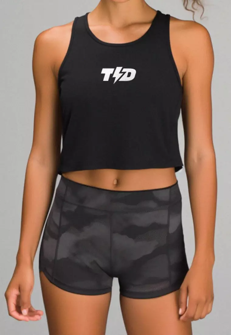 LSC13 Kaos Crop Tank Top Olahraga Gym Crossfit Td BOLT 4 way stretch anti bau nanoamid hitam