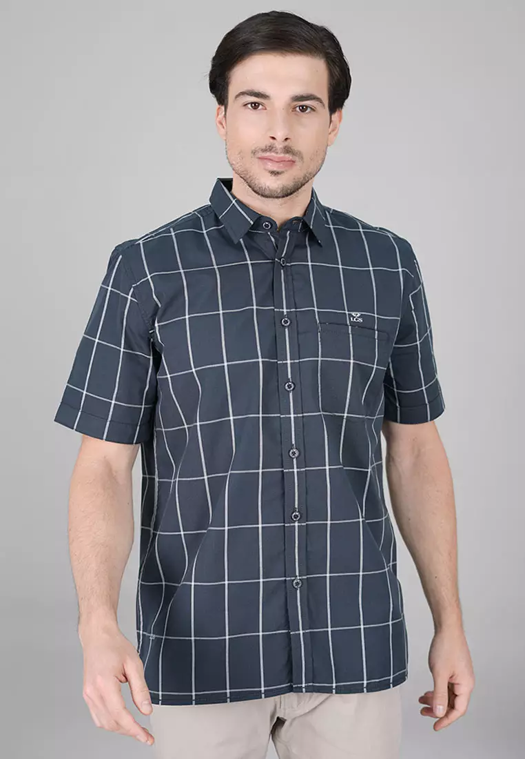 Jual LGS LGS Regular Fit Kemeja Casual Pria Lengan Pendek