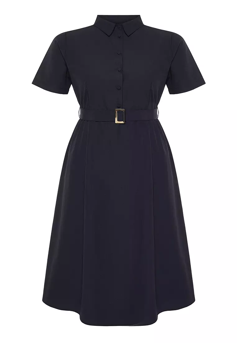 Plus Size Belted Woven Dress