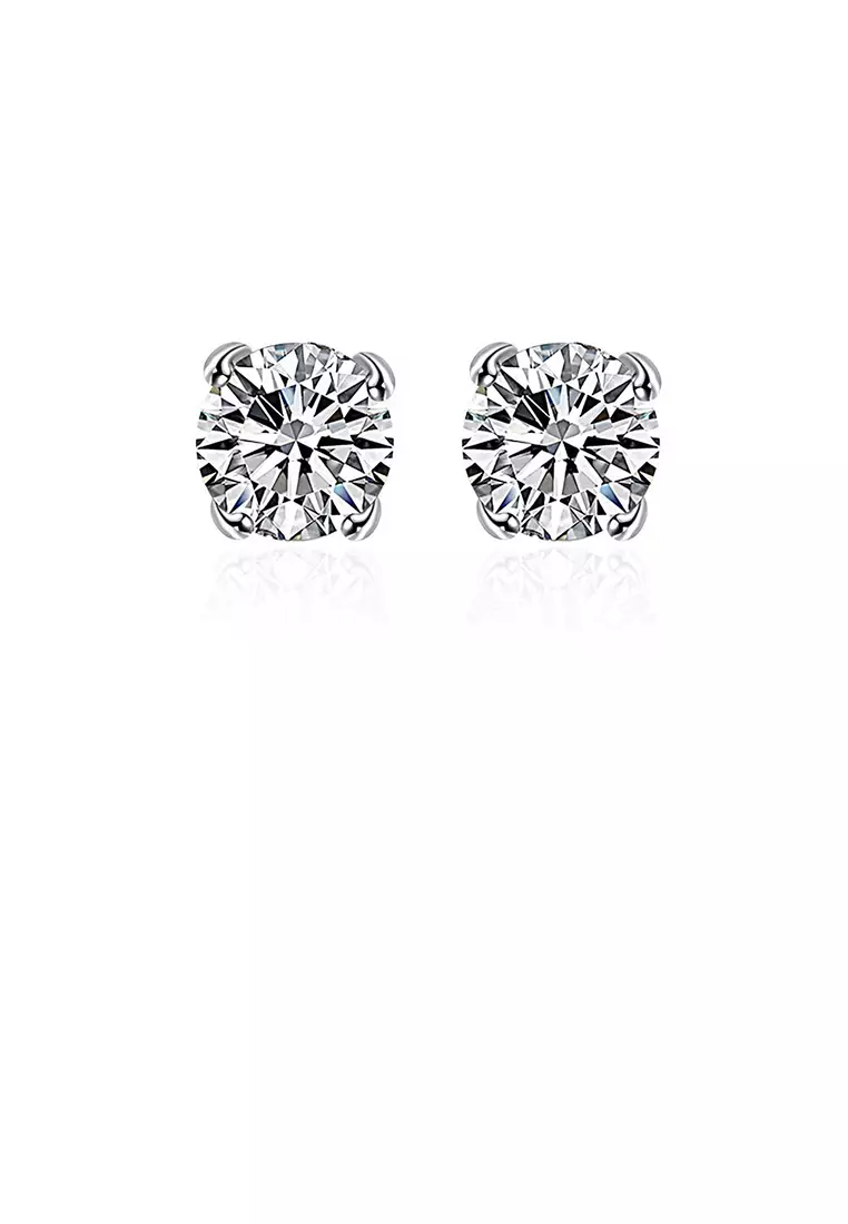 White zircon stud earrings store