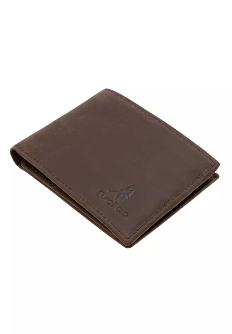 Jack Studio Crazy Horse Leather Flip ID Coin Bifold Wallet EWB 40357