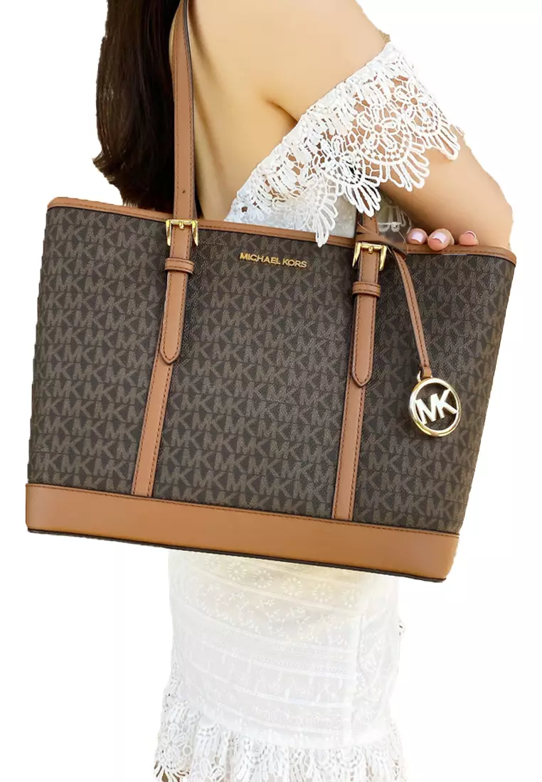 Michael Kors PVC with leather large handbag for women 35S0GTVT1V BROWN