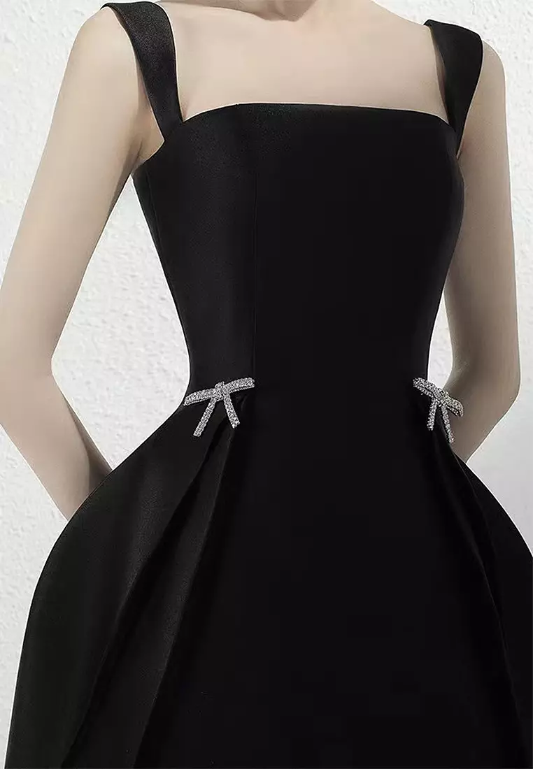 2025 Summer New Drop Strap Solid Color Skirt with Bra Dress CA4021918BK