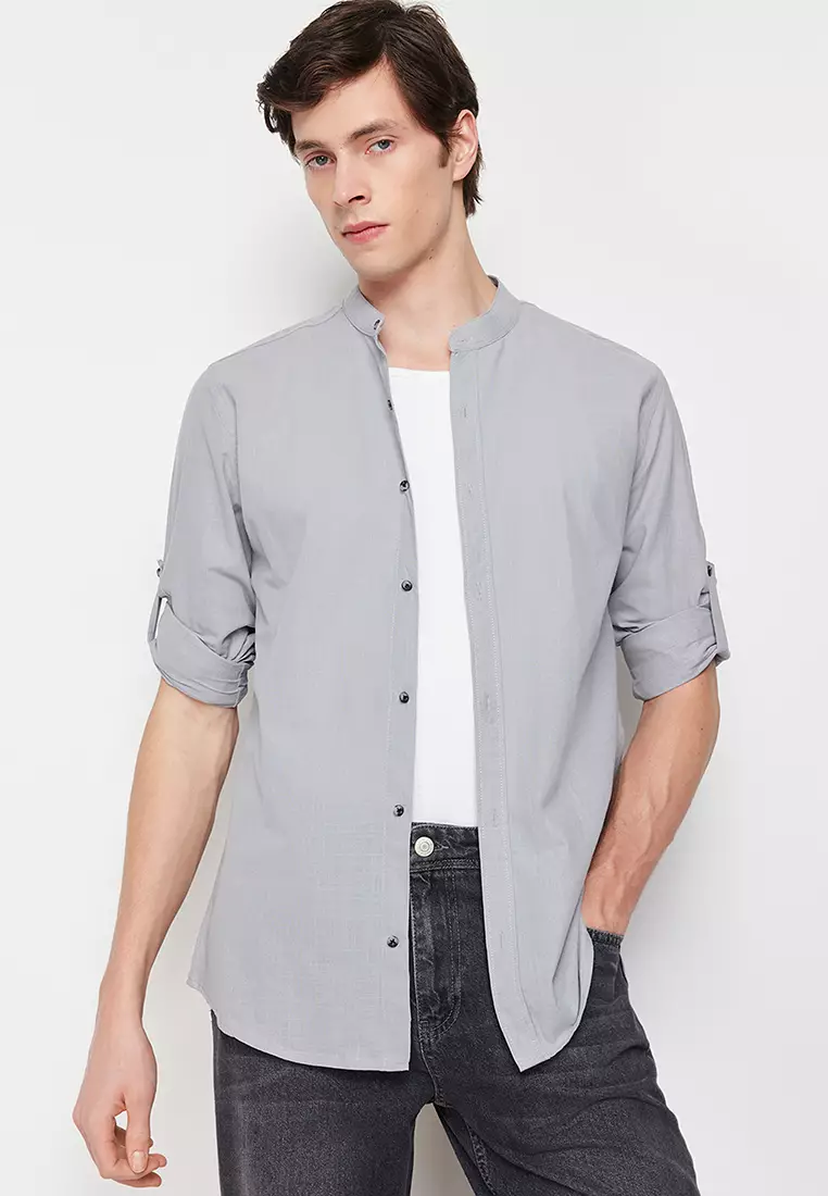 Buy Trendyol Slim Fit Grandad Collar Shirt Online Zalora Malaysia