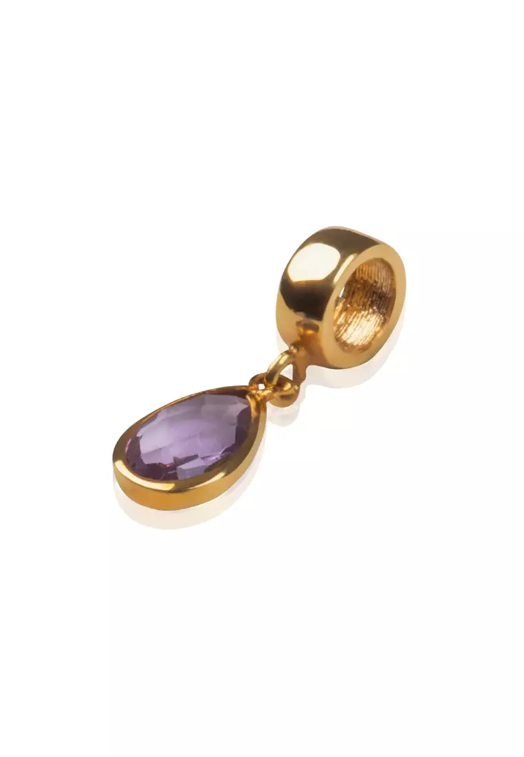 Mini Amethyst Pear Charm 18k Gold